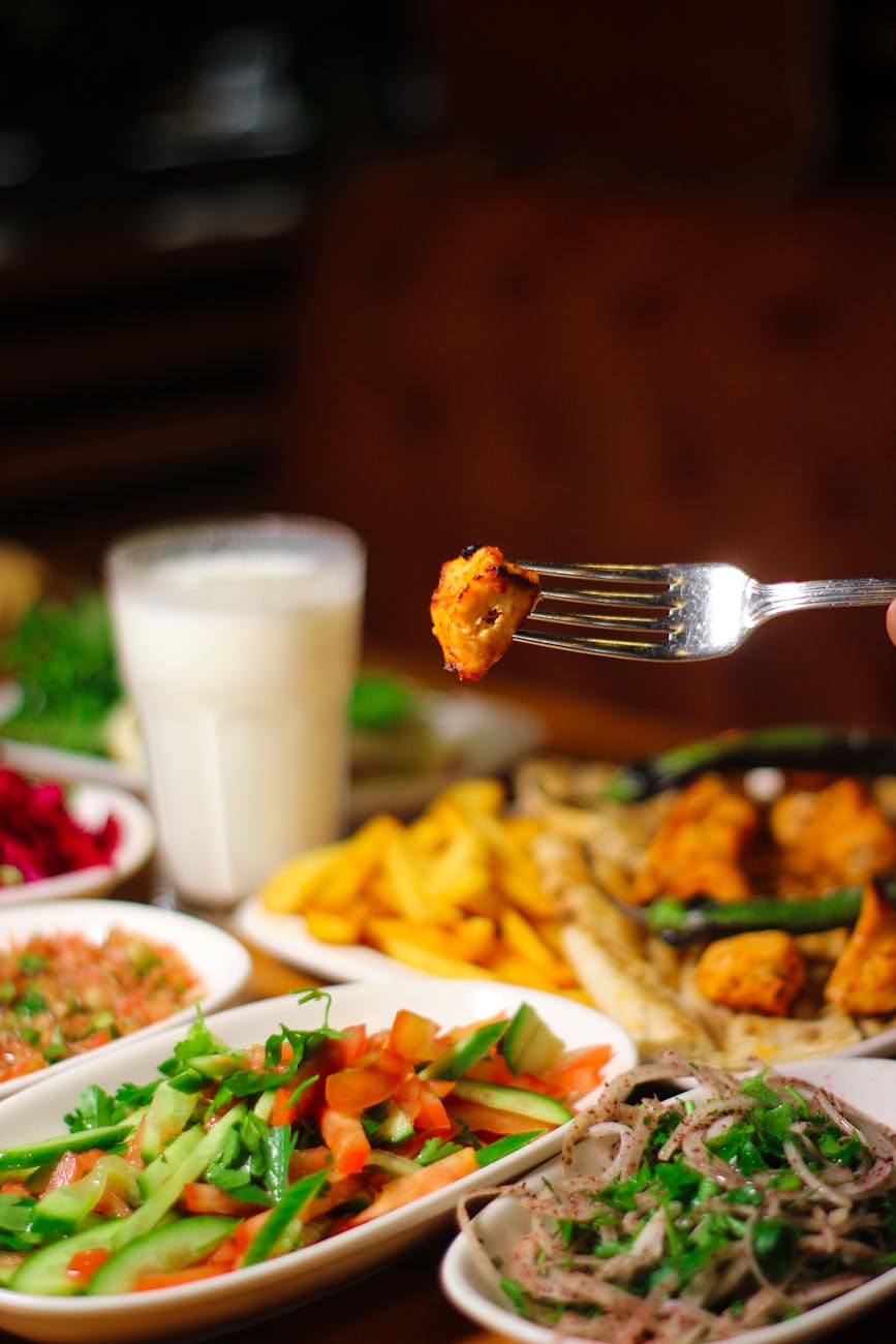 close up shot of assorted food