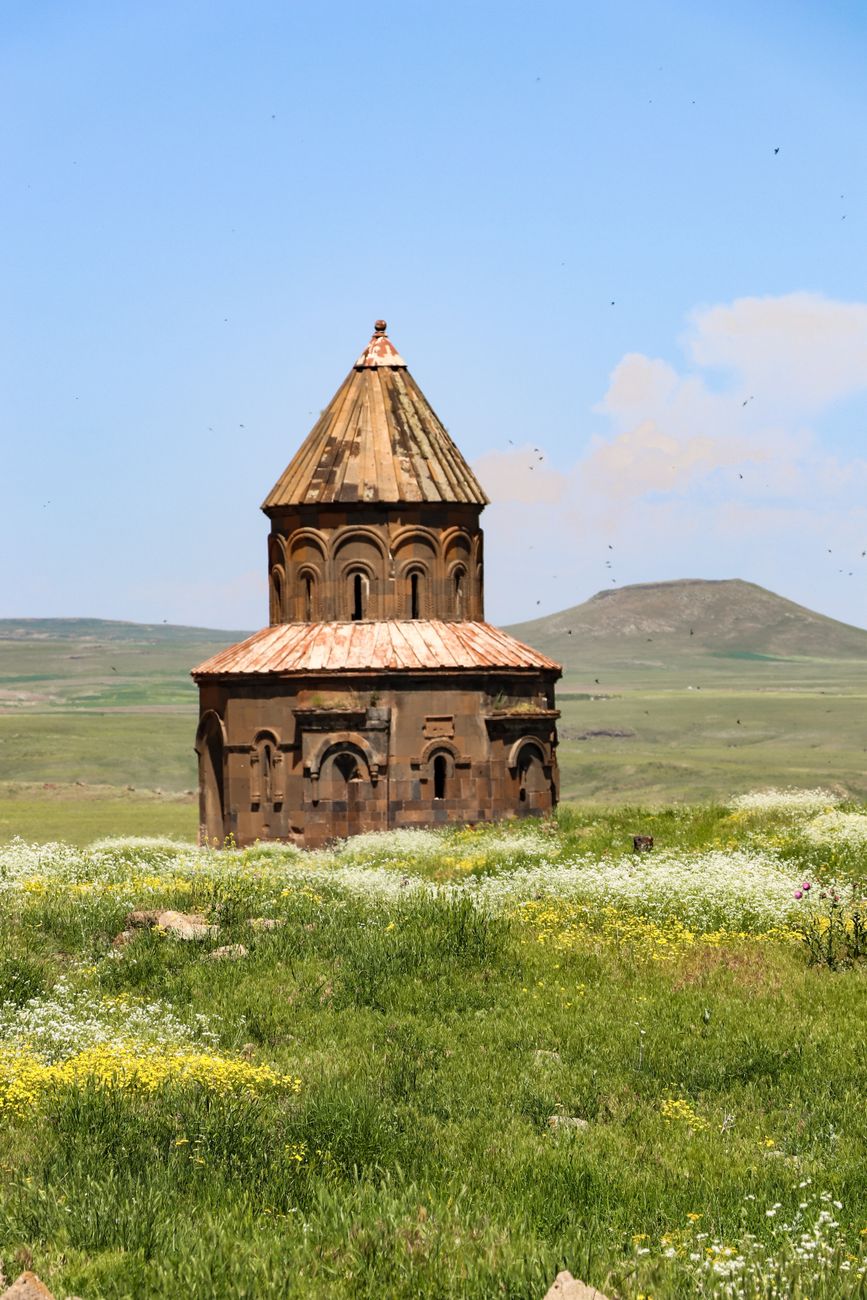 historic armenian church in spring landscape